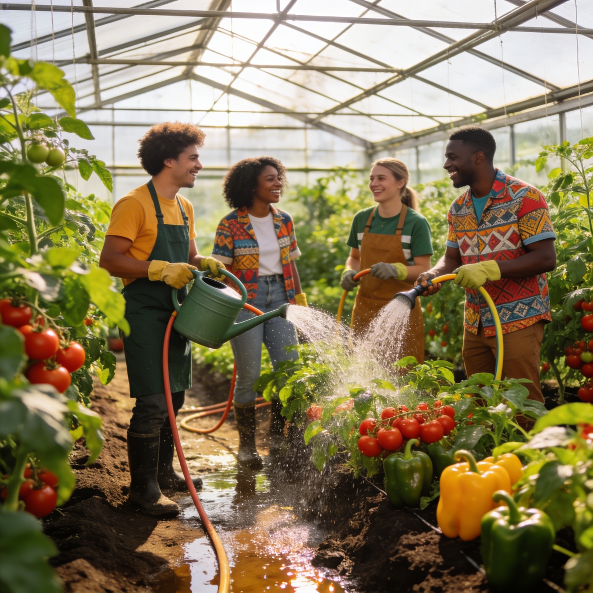 Group of friends volunteering
