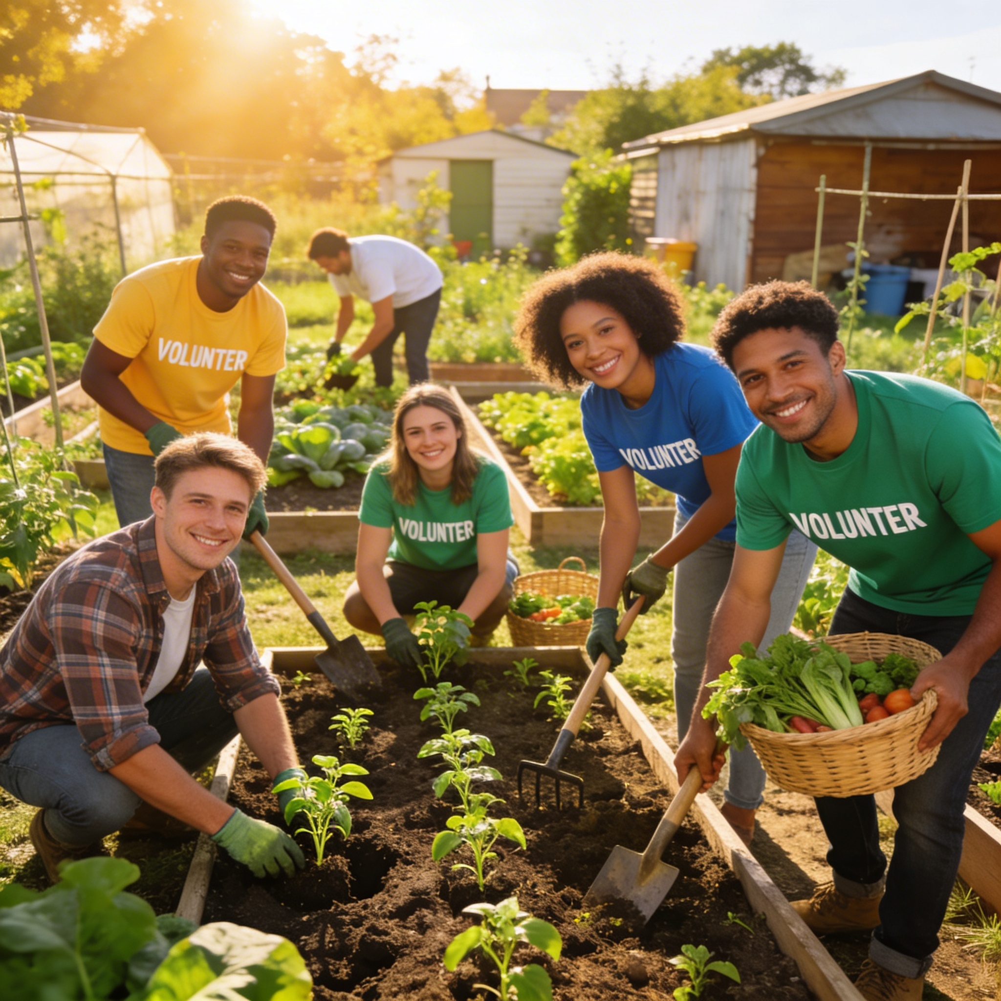 Volunteers at the farm